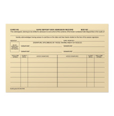 Safe Deposit Access Cards Displaying Front