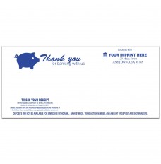 1-Color Piggy Teller Receipts - 6W x 2-3/4H, banking supplies, teller window envelopes