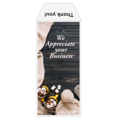 Full Color Pre-Designed Drive Up Envelope - Hot Cocoa, Standard open Cash envelopes for drive up bank tellers 