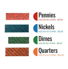 Flat Coin Wrappers Pop Open 60# Kraft Rolls - Box of 1000 - Ready-to-Ship