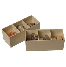 Tan Plastic Coin Scoops 6-1/2W x 2-5/8H x 2-5/8D - 3 compartments