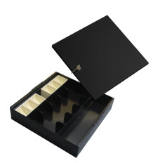 Fenco Metal Cash, Coin & Storage Tray w/ Lid - 15W x 3-1/5H x 15D