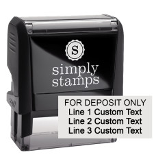 Self-Inking Stamp - For Deposit Only - 3 Lines Cust Text - Black