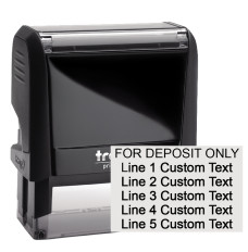 Self-Inking Stamp - For Deposit Only - 5 Lines Cust Text - Black