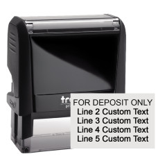 Self-Inking Stamp - For Deposit Only - 4 Lines Cust Text - Black
