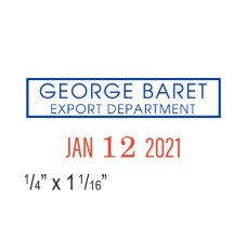 Custom lines in blue ink above the date in red ink