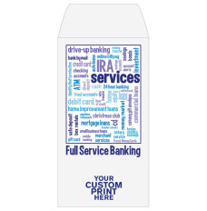 2 Color Pre-Designed Teller Envelopes - Full Service Banking - wide open end with imprint location shown 