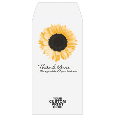 2 Color Pre-Designed Teller Envelopes - Thank you - Sunflower, Wide open end bank envelopes for cash