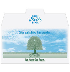 Imprint Location - Open Side -2 Color Pre-Designed Teller Envelopes - We Have Our Roots Bank Envelope