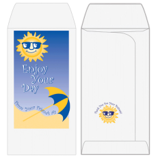 2 Color Pre-Designed Teller Envelopes - Enjoy Your Day, Wide open end bank envelopes for cash