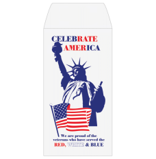 2 Color Pre-Designed Teller Envelopes - Statue of Liberty, Coin style bank envelopes