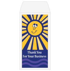 2 Color Pre-Designed Teller Envelopes - Thank You for Your Business - Sun, Wide open end bank envelopes for cash