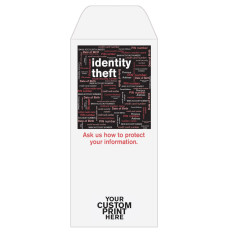 2 Color Pre-Designed Drive Up Envelope - Identity Theft, Standard open Cash envelopes for drive up bank tellers  with imprint location 