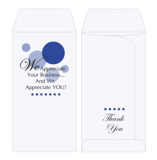 2 Color Pre-Designed Drive Up Envelope - We Appreciate You - Reflex Blue, Wide open end bank envelopes for cash