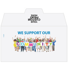 Full Color Pre-Designed Drive Up Envelope - Community Support, Side open Drive thru money envelopes  with imprint location for logo 