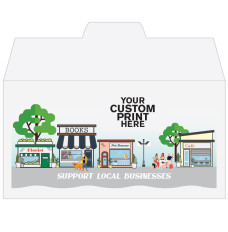 Full Color Pre-Designed Drive Up Envelope - Support Local Businesses, Side open Drive thru money envelopes with imprint location 