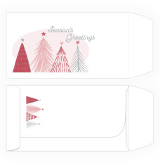2 Color Pre-Designed Season's Greetings Trees wide open end bank envelopes for cash