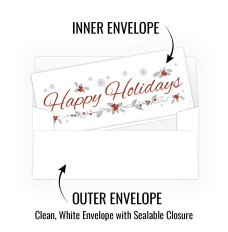 Holiday money Envelopes - Happy Holidays - Holly - 250 inners/250 outers 