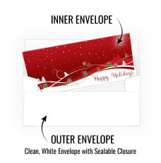 Holiday Currency Envelopes - Happy Holidays - Gifts & Trees - 250 inners/250 outers