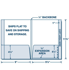 Capacity Folder w/ Right Expandable Pocket - 9-7/8W x 11-3/4H - Foil Stamp or Emboss