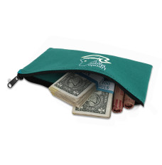 1-Color Imprinted - 14oz Canvas Zipper Bag 10-1/2W x 5-1/2H - Quick-Ship; The cash or coin shown is for illustration purposes only.