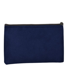 plain Navy Blue Zipper Bag - 12W x 8H - 14 oz Canvas 