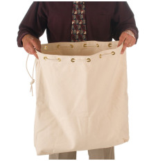 Man holding cotton canvas 14oz post office mail bag - 23x26 - stock bag