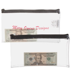 Two Custom Clear Vinyl Zipper Bag, one shown with red imprint - 10-1/2W x 5-1/2H Made-to-Order