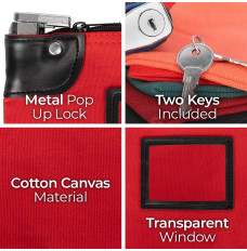 12W x 9H,14oz Cotton Canvas Locking Deposit Bag Info graphic