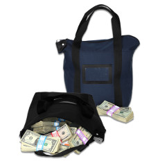 Laminated Nylon Locking Courier Briefcase Bags w/ Handles - 17W x 14H x 6D - Ready-To-Ship - money pouring out