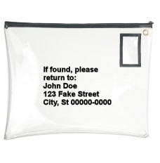 22W x 19H Clear Vinyl Large Zipper Bags Shown WIth Imprint