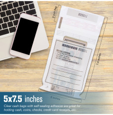 1 Strap Bags - 5W x 7-1/2H, Clear Cash Bags With Self-sealing Adhesive Are Great For Holding Cash