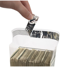  6-1/2W x 7-1/2H Tamper Evident 5 Strap Cash Bags - In use