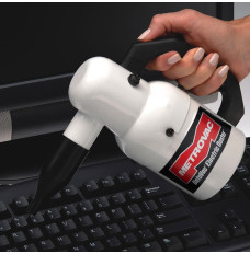 Datavac Electric Duster with nozzle attachments in use on keyboard