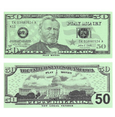 Play Money - Realistic Fifty Dollar Bills - 50/pk