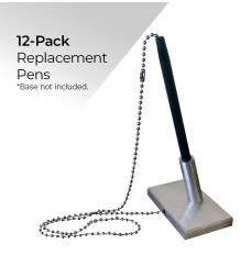 Antimicrobial Lobby Counter 12-Pack Replacement Pens - Satin Silver