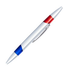 Double Ink Baccarat Casino Pens with Silver Barrel - Blue & Red Ink - Ready-to-Ship - 50 per box
