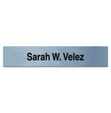 Laser Engraved Nameplate with Metal Strip - Square Corner - Slvr w/ Blk - 8-11/16W x 1-3/4H