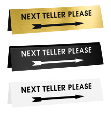 Next Teller Sign - Double Sided - 8"W x 2"H