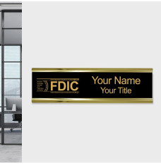10W x 2H Wall Frame - Nameplate w/ FDIC or NCUA Logo Set Shown in Black