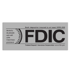 FDIC $250000 Outside Decal - Gray w/ Black Text