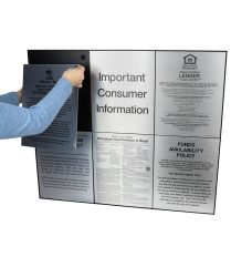 Black Aluminum Wall Frame for 6 Compliance Signs Shown In Use