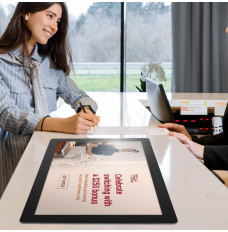 19.5 x 13.125 in Black  Counter Mat with Side Insert Being Shown Displayed On Counter