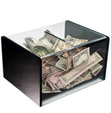 Portable Clear Acrylic Locking Tip Box with Key - 10W x 6H x 8D - Keyed Differently