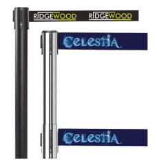 Queue Solutions Retractable Belt Post with Custom Printed Belt