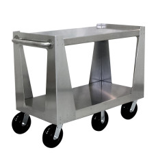 Utility Transporter w/ 2 shelves, open sides, push bars & Aubin wheels