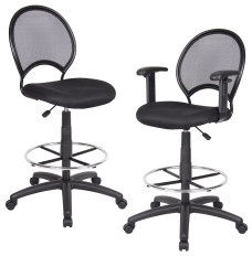 Black Mesh-Back Cashier Stool with and without arms
