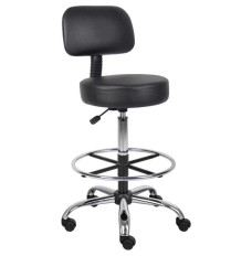 Teller Window Stool with Back Support - Black