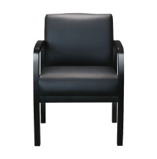 Contemporary Leather Guest Chair w/ Black Wood Legs 