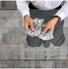 3W ft. x 6L ft. Clear Table w/ Adjustable Height | Transparent Casino Count Room Table - In use